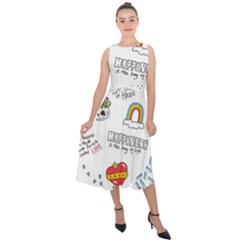 Abstract Fashion Background Suitable Fabric Printing Midi Tie-back Chiffon Dress by Apen