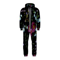 Embroidery Trend Floral Pattern Small Branches Herb Rose Hooded Jumpsuit (kids) by Apen