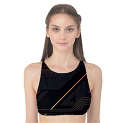 Gradient Geometric Shapes Dark Background Tank Bikini Top by Apen