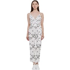 Abstract Classic Blue Background V-neck Camisole Jumpsuit by Apen