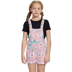 Cute Owl Doodles With Moon Star Seamless Pattern Kids  Short Overalls by Apen