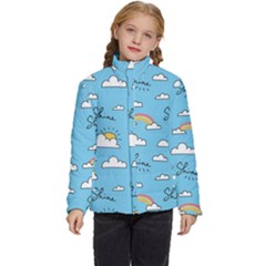 Seamless Pattern Vector Owl Cartoon With Bugs Kids  Puffer Bubble Jacket Coat by Apen