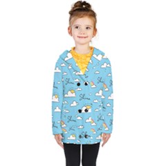 Seamless Pattern Vector Owl Cartoon With Bugs Kids  Double Breasted Button Coat by Apen
