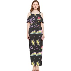 Cute Girl Things Seamless Background Draped Sleeveless Chiffon Jumpsuit by Apen