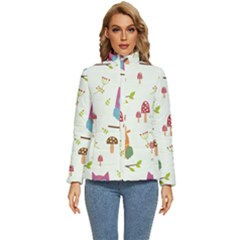 Forest Seamless Pattern With Cute Owls Women s Puffer Bubble Jacket Coat by Apen