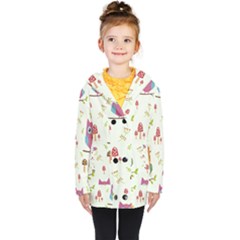 Forest Seamless Pattern With Cute Owls Kids  Double Breasted Button Coat by Apen