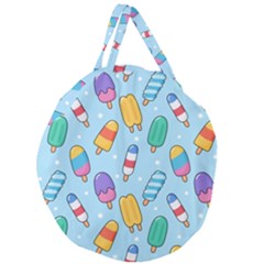 Cute Kawaii Ice Cream Seamless Pattern Giant Round Zipper Tote by Apen