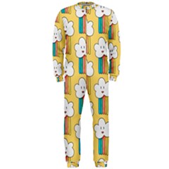 Smile Cloud Rainbow Pattern Yellow Onepiece Jumpsuit (men) by Apen