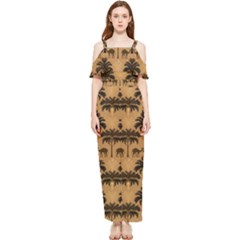 Background Abstract Pattern Design Draped Sleeveless Chiffon Jumpsuit by Jatiart