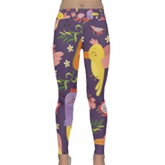Exotic Seamless Pattern With Parrots Fruits Classic Yoga Leggings by Ravend