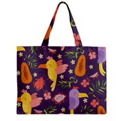 Exotic Seamless Pattern With Parrots Fruits Zipper Mini Tote Bag by Ravend