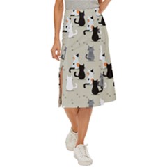 Cute Cat Seamless Pattern Midi Panel Skirt by Ravend