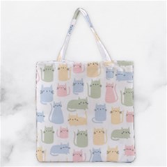 Cute Cat Colorful Cartoon Doodle Seamless Pattern Grocery Tote Bag by Ravend