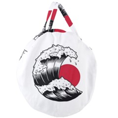 Japanese Sun & Wave Giant Round Zipper Tote by Cendanart