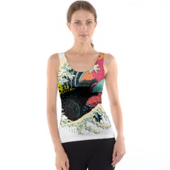 Retro Wave Kaiju Godzilla Japanese Pop Art Style Women s Basic Tank Top by Cendanart