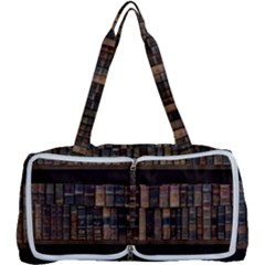 Old Bookshelf Orderly Antique Books Multi Function Bag by Cendanart