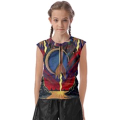 Rocket Painting Kids  Raglan Cap Sleeve T-shirt by Cendanart