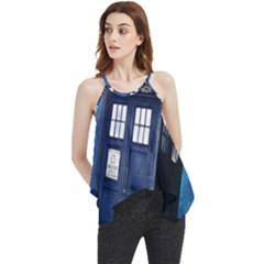 Tardis Doctor Who Space Blue Flowy Camisole Tank Top by Cendanart