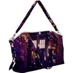 Tardis Regeneration Art Doctor Who Paint Purple Sci Fi Space Star Time Machine Canvas Crossbody Bag by Cendanart