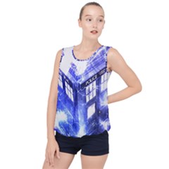 Tardis Doctor Who Blue Travel Machine Bubble Hem Chiffon Tank Top by Cendanart