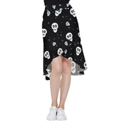Skull Pattern Frill Hi Low Chiffon Skirt by Ket1n9