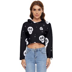Skull Pattern Women s Lightweight Cropped Hoodie by Ket1n9