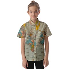 Vintage World Map Kids  Short Sleeve Shirt by Ket1n9