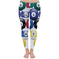 Racked Billiard Pool Balls Classic Winter Leggings by Ket1n9