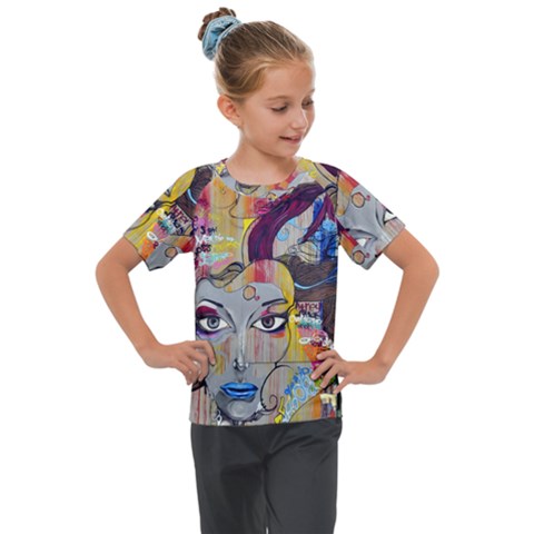 Graffiti Mural Street Art Painting Kids  Mesh Piece T-shirt by Ket1n9
