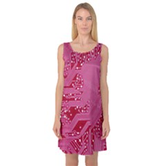 Pink Circuit Pattern Sleeveless Satin Nightdress by Ket1n9