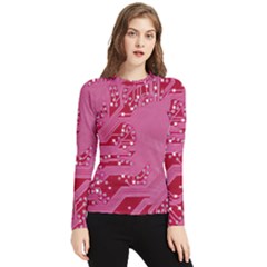 Pink Circuit Pattern Women s Long Sleeve Rash Guard by Ket1n9