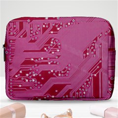 Pink Circuit Pattern Make Up Pouch (large) by Ket1n9