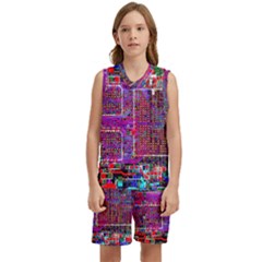 Technology Circuit Board Layout Pattern Kids  Basketball Mesh Set by Ket1n9