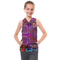 Technology Circuit Board Layout Pattern Kids  Sleeveless Hoodie by Ket1n9