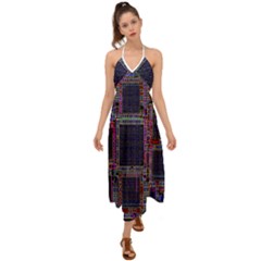 Cad Technology Circuit Board Layout Pattern Halter Tie Back Dress  by Ket1n9