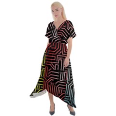 Circuit Board Seamless Patterns Set Cross Front Sharkbite Hem Maxi Dress by Ket1n9
