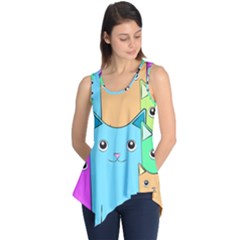 Cat Animals Cartoon Pattern Sleeveless Tunic by Cendanart