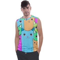 Cat Animals Cartoon Pattern Men s Regular Tank Top by Cendanart
