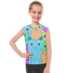 Cat Animals Cartoon Pattern Kids  Mesh Tank Top by Cendanart