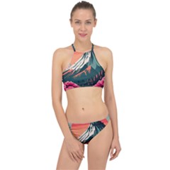 Mountain Landscape Sky Fuji Nature Halter Bikini Set by Cendanart