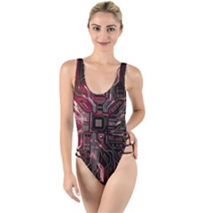 Chip Retro Technology High Leg Strappy Swimsuit by Cendanart