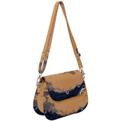 Wave Aesthetic Ocean Retro Sea Vintage Saddle Handbag by Cendanart