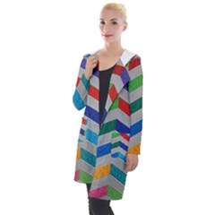 Charming Chevrons Quilt Hooded Pocket Cardigan by Ket1n9