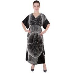Space Universe Earth Rocket V-neck Boho Style Maxi Dress by Ket1n9