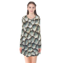 Ocean Pattern Long Sleeve V-neck Flare Dress by Ket1n9