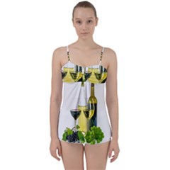 White Wine Red Wine The Bottle Babydoll Tankini Top by Ket1n9