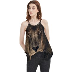 African Lion Mane Close Eyes Flowy Camisole Tank Top by Ket1n9