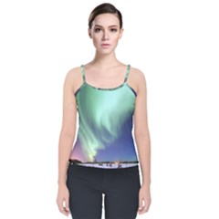 Aurora Borealis Alaska Space Velvet Spaghetti Strap Top by Ket1n9