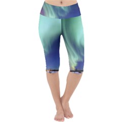 Aurora Borealis Alaska Space Lightweight Velour Cropped Yoga Leggings by Ket1n9