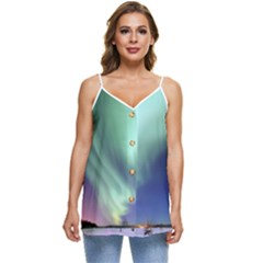 Aurora Borealis Alaska Space Casual Spaghetti Strap Chiffon Top by Ket1n9